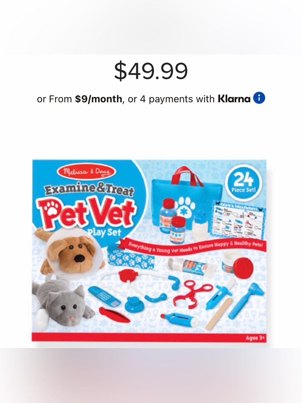 Melissa & Doug Pet Vet Play Set in Blue and Red